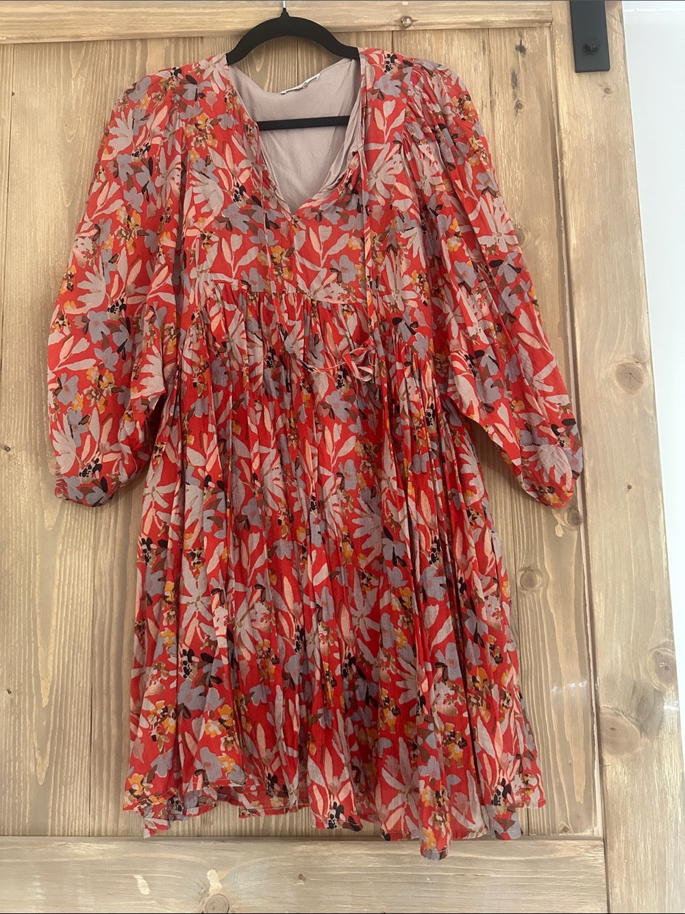 entro  Dress with Red Floral Trim